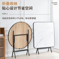 Foldable Round Dining Table, Portable Small Square Table for Renters, Modern Minimalist Outdoor Table