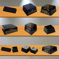 Black Crystal Trapezoid Base Display Stand for Ornaments and Crafts