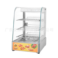 Commercial Stainless Steel Food Warmer Display Cabinet with Curved Glass for Fried Foods