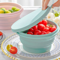 Collapsible Silicone Bowl with Lid - Portable Food Container for Travel, Camping, and Outdoor Meals