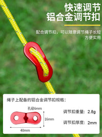 Reflective 6mm Guy Ropes for Outdoor Tents and Tarps, 4m Adjustable Windproof Camping Cord