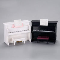 Miniature Dollhouse Piano and Chair Set for Girls, Desktop Ornament and Photography Prop