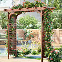 Outdoor Anti-Corrosion Wood Archway Garden Gate with Trellis for Climbing Plants