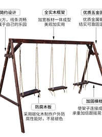 Solid Wood Outdoor Swing Chair for Patio Yard Balcony - Anti-Corrosion Double Seater Rocking Chair