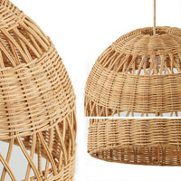 Nordic Hand-Woven Rattan Pendant Light Shade for Living Room Dining Room Bedroom Decor