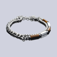Tiger Eye Stone Double Layer Bracelet for Men and Women, Hip-Hop Style Beaded Jewelry