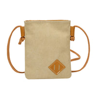 Premium Canvas & Leather Vertical Phone Bag with Adjustable Shoulder Strap