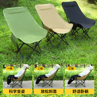 Outdoor Adjustable Reclining Moon Chair Portable Folding Camping Picnic Stall Chair with Backrest