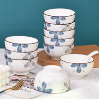 Underglaze Ceramic Rice Bowl Set, High Aesthetic Individual Dinnerware