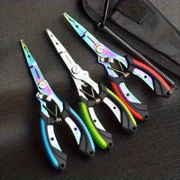 Stainless Steel Fishing Pliers, Dual-Color Titanium Coated, Multi-functional Fishing Scissors, Lead Crimper, Lure Tool