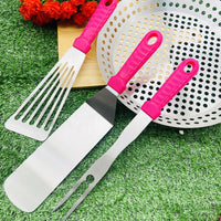 Outdoor BBQ Griddle Spatula Set - Teppanyaki Food Flipper Kit