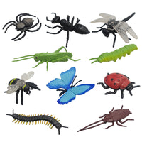 Insect Animal Model Set PVC Kids Educational Toy Butterfly Dragonfly Mantis Solid 10 Pcs Simulation