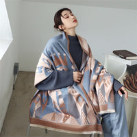 Women's Cashmere-Feel Warm Cape Shawl Scarf for Winter