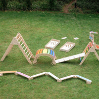 Kids Wooden Climbing Arch Rainbow Rocker and Walker Toy for Sensory Training