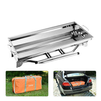 Large Outdoor Stainless Steel BBQ Grill with Foldable Portable Charcoal Stove