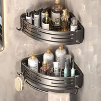 Suction Cup Bathroom Corner Shelf Organizer for Toilet and Shower, No-Drill Wall Mount Storage Basket