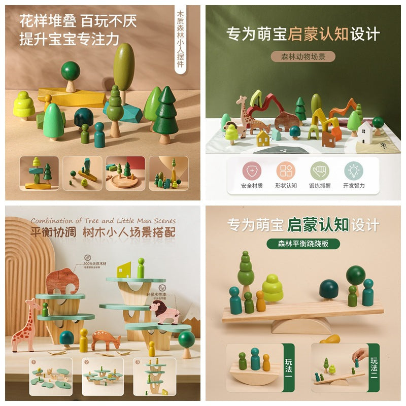 Wooden Geometric Stacking Toy for Early Education