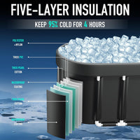 Portable Ice Bath Tub for Athletes with Aluminum Alloy Stand, Foldable Cold Plunge Barrel for Muscle Recovery