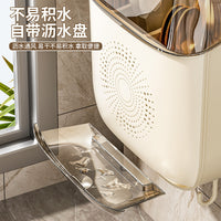 Wall-Mounted Chopstick Holder with Spoon Storage Rack, Punch-Free Kitchen Organizer for Home Use