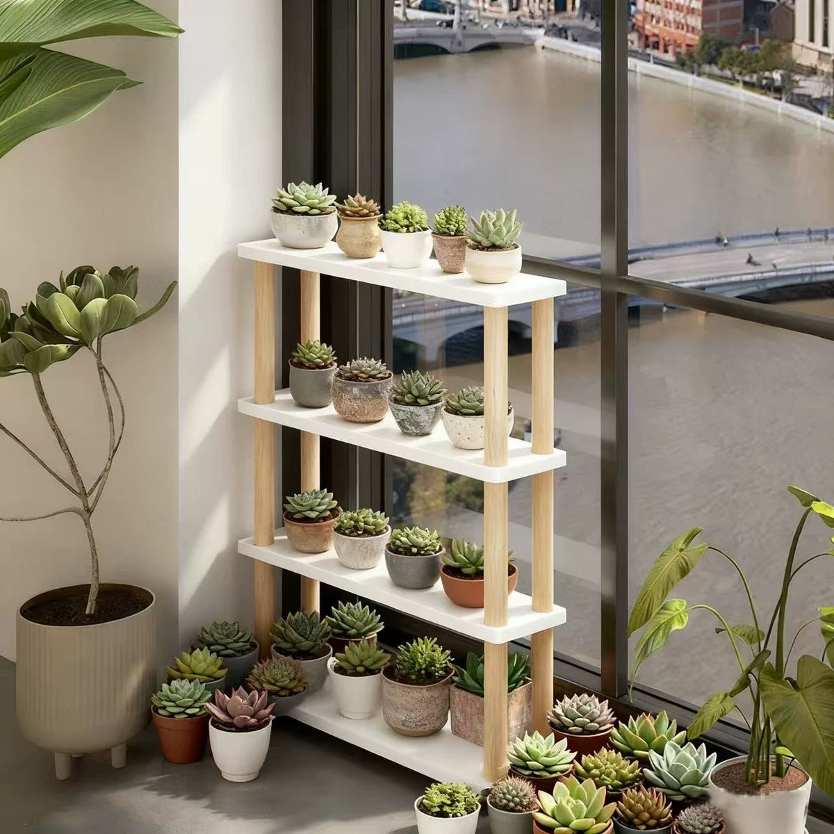 Multi-Tier Narrow Plant Stand for Windowsill Balcony Indoor Outdoor Planter Display Shelf