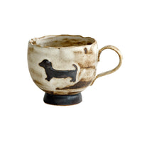 Japanese Retro Dachshund Ceramic Mug Kiln-Fired Rough Pottery Coffee Cup Wabi-Sabi Style Home Office Water Mug