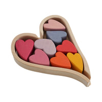 Kids Wooden Rainbow Heart Stacking Blocks Early Education Toy
