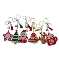 Christmas Rhinestone Tassel Keychain Bag Charm