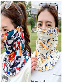 Summer Ice Silk Sun Protection Face Mask with Ear Loops for Cycling and Outdoor Activities