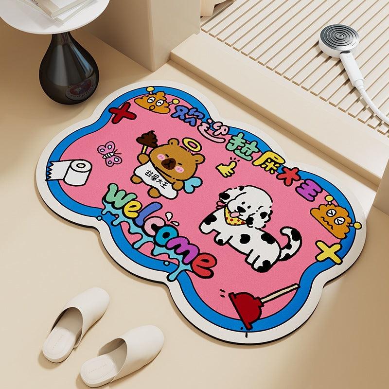 Diatomaceous Earth Absorbent Bathroom Mat with Anti-Slip Backing