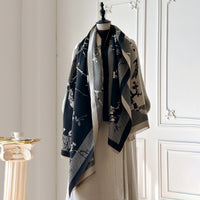 Magpie Branch Double-Sided Faux Cashmere Scarf Shawl for Women, Winter Warm Neck Protection, Artistic Vintage Style