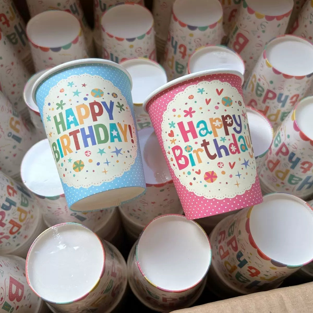 Disposable Birthday Party Paper Cups for Kids - Thickened 250ml
