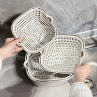 Double-Layer Plastic Drain Basket for Washing Vegetables and Fruits