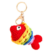 Handmade Crocheted Koi Fish Keychain Pendant, Cute Clownfish Doll Backpack Charm, Creative Knitted Gift