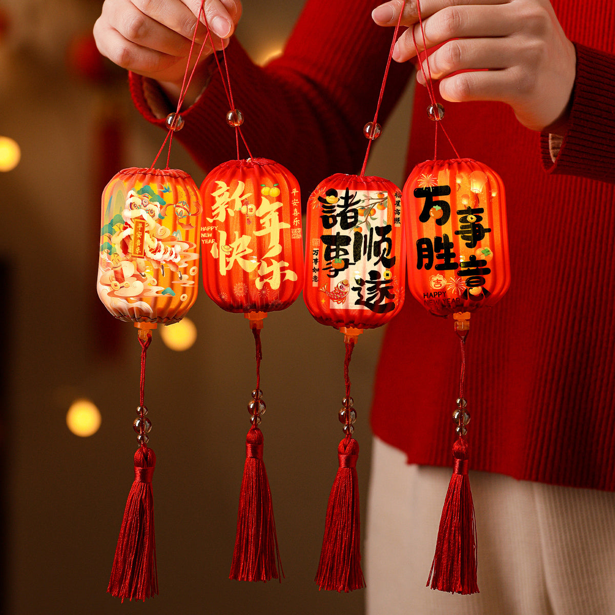 LED Lantern Hanging Ornaments for Chinese New Year and Festive Decor