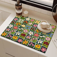 Oil Painting Style Diatomaceous Earth Kitchen Drain Mat - Super Absorbent & Quick Dry Coffee Machine Mat, Heat Resistant Table Decor
