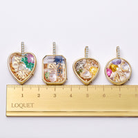 14K Gold Plated Locket Pendant with Transparent Window, Hollow Design, Openable for DIY Inserts
