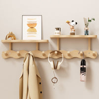 Wall-Mounted Solid Wood Coat Rack with Hooks for Entryway, Bedroom, or Door