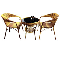 Handwoven PE Rattan Outdoor Bistro Set with Armrests for Garden Patio Balcony