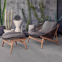 Outdoor Nordic Solid Wood Rattan Sofa Set for Patio Garden Balcony