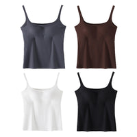 Women's Seamless Padded Camisole with Built-in Bra, Backless Tank Top