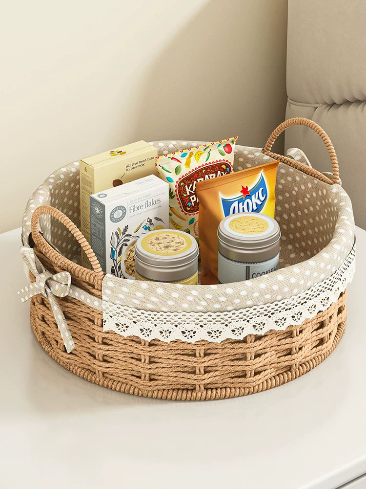 Woven Storage Basket for Snacks, Tabletop Organizer, Sundries Storage, Entryway Decor