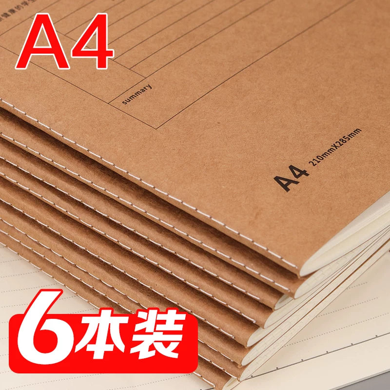 A4 Kraft Paper Notebook Set - Lined, English, Cornell, or Grid Pages for Students & Office