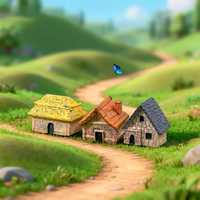 Miniature Retro Rural Thatched House for Micro Landscape DIY Decor