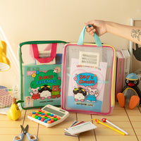 Transparent L-Shaped Zipper File Bag with Handle, Large Capacity Document Organizer for School Subjects