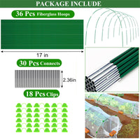 Greenhouse Hoops Kit with Fiberglass Rods and Connectors for Garden Plant Support