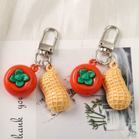 Good Fortune Keychain Pendant - Simulated Persimmon & Peanut Charms for Bags, Gifts