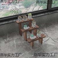 Solid Wood Tiered Plant Stand for Balcony & Windowsill, Small Succulent Display Shelf, Anti-Corrosion
