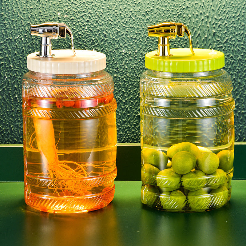 2025 Transparent Cold Water Pitcher with Faucet, Refrigerator Beverage Dispenser, Fruit Tea and Herbal Wine Container