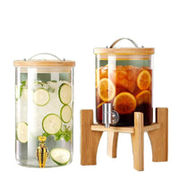 Large Capacity Borosilicate Glass Beverage Dispenser with Spigot for Home & Commercial Use