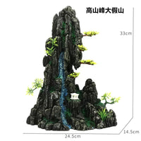 Aquarium Mountain Ornament Resin Fish Tank Decoration Rockery Landscape for Turtle Habitat